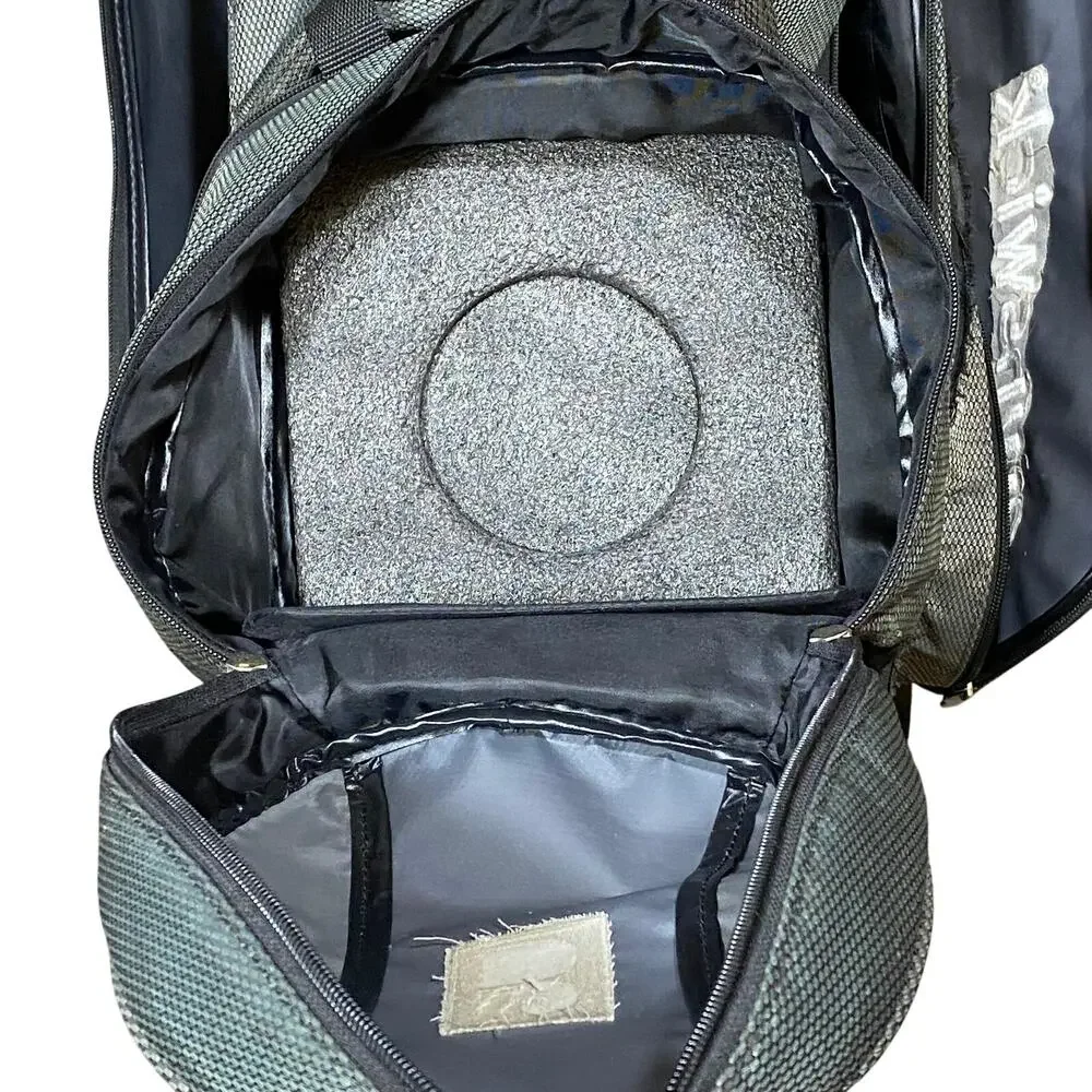 Brunswick Flash X Triple Roller Bowling Bag Grey Green 3 Ball Wheel Pull Handle